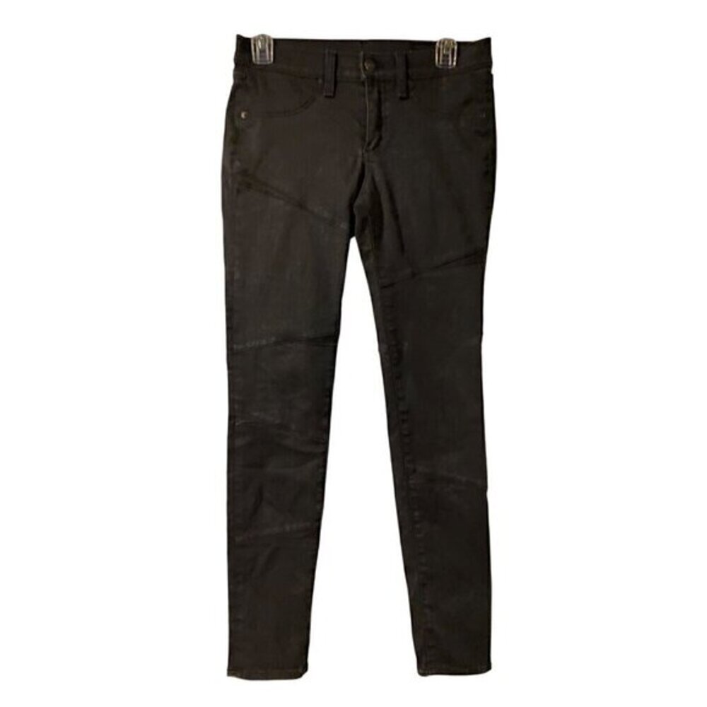 Rag & Bone Black Lamb Leather Detail Panel Skinny Jeans Size‎ 27 Ostwald Ankle